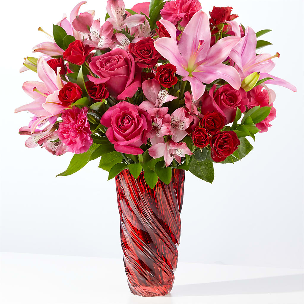 In Love Bouquet with Luxe Swirl Vase – Corum Flower Shop, Manchester KY