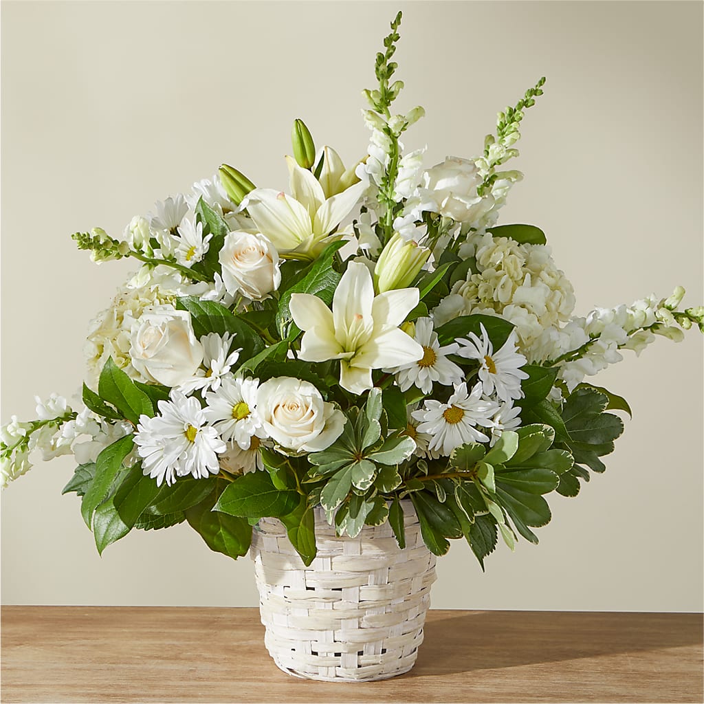 Ivory Elegance Floral Basket – Corum Flower Shop, Manchester KY