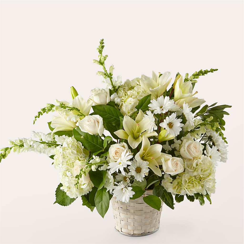 Ivory Elegance Floral Basket – Corum Flower Shop, Manchester KY