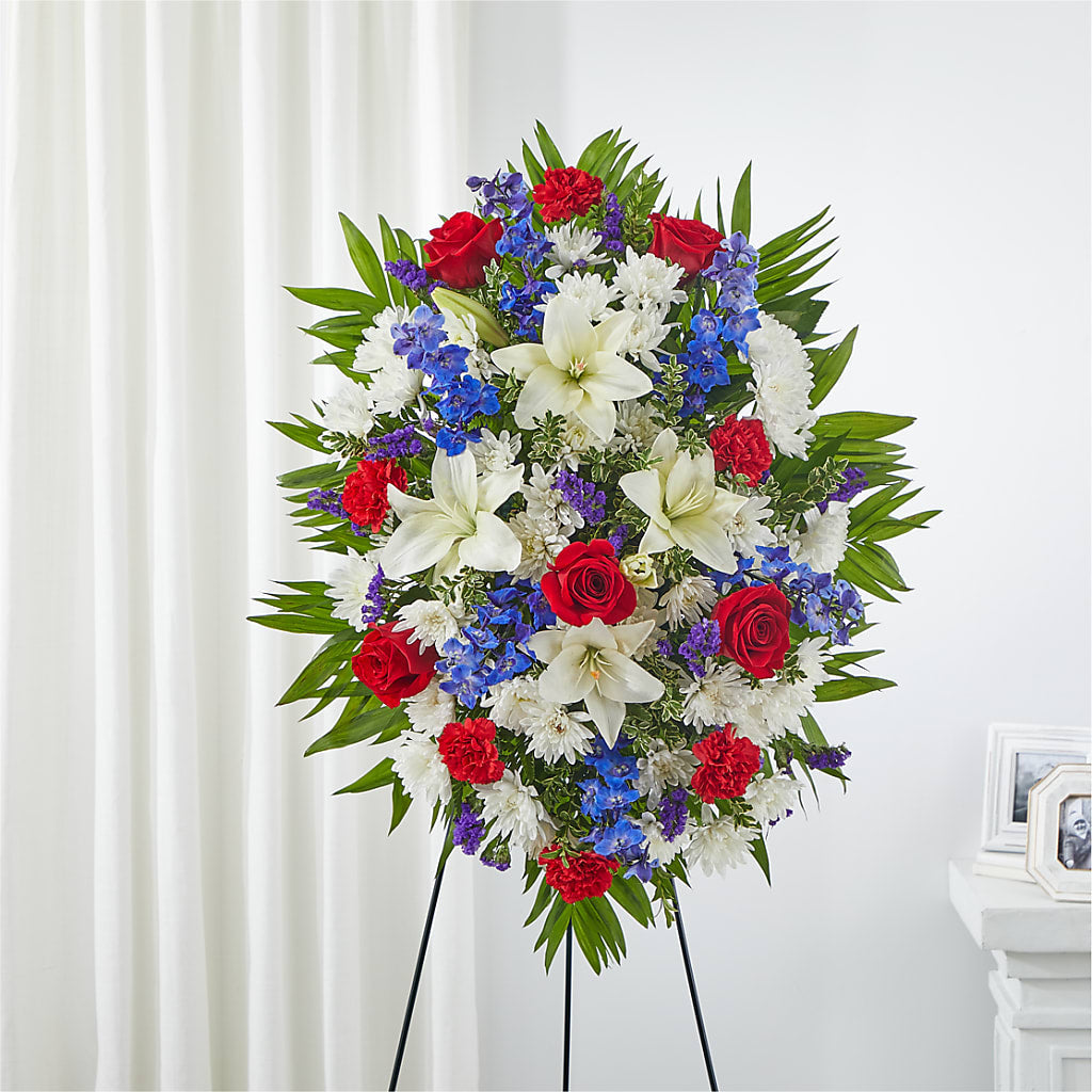 Cherished Service Standing Spray – Corum Flower Shop, Manchester KY