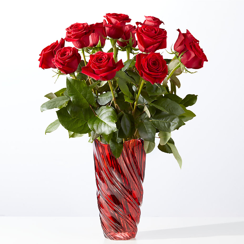 Classic Love Red Rose Bouquet with Luxe Swirl Vase – Corum Flower Shop, Manchester KY