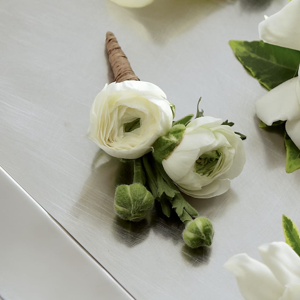 White Ranunculus Boutonniere – Corum Flower Shop, Manchester KY