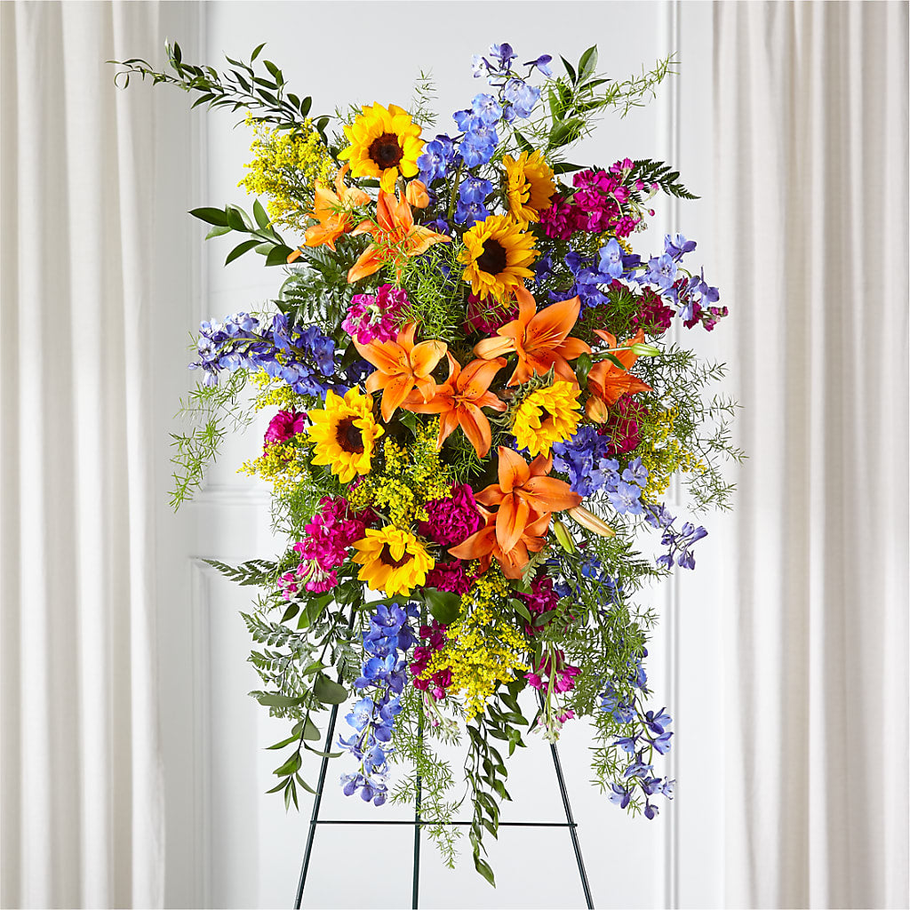 Sunlit Memories Standing Spray (Standard) –  Corum Flower Shop, Manchester KY