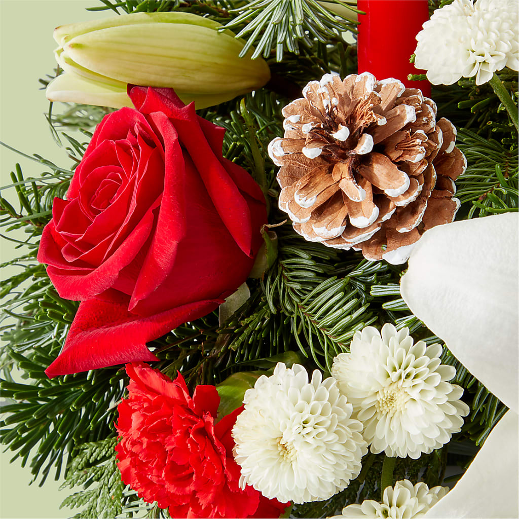 Seasonal Festivities Centerpiece –  Corum Flower Shop, Manchester KY