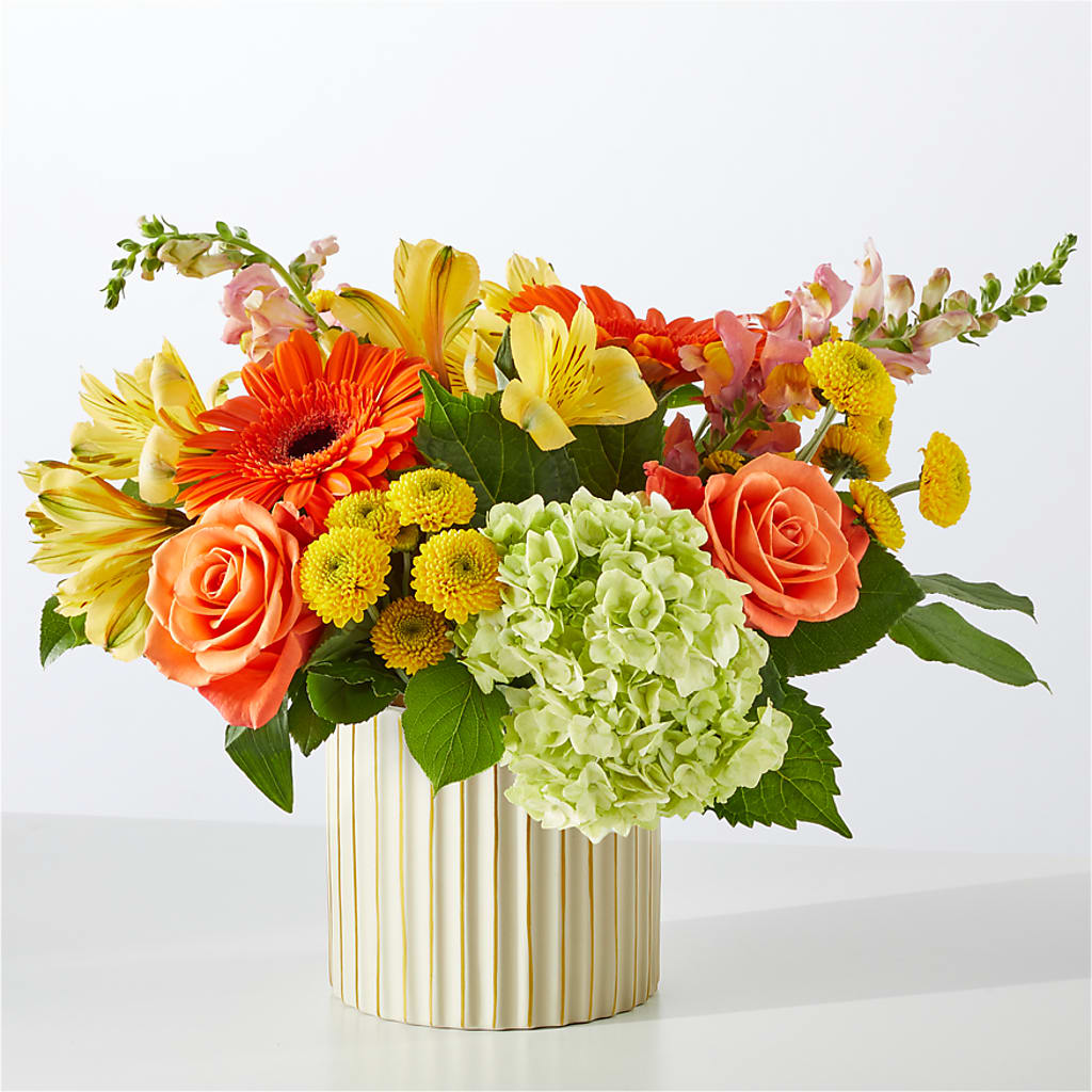 Autumn Sunshine Bouquet with Ivory Vase –  Corum Flower Shop, Manchester KY