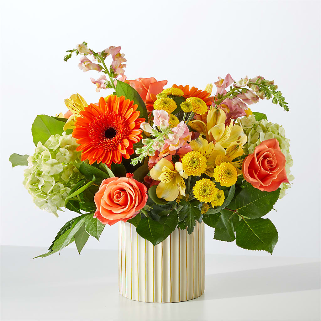 Autumn Sunshine Bouquet with Ivory Vase –  Corum Flower Shop, Manchester KY