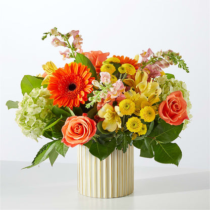 Autumn Sunshine Bouquet with Ivory Vase –  Corum Flower Shop, Manchester KY