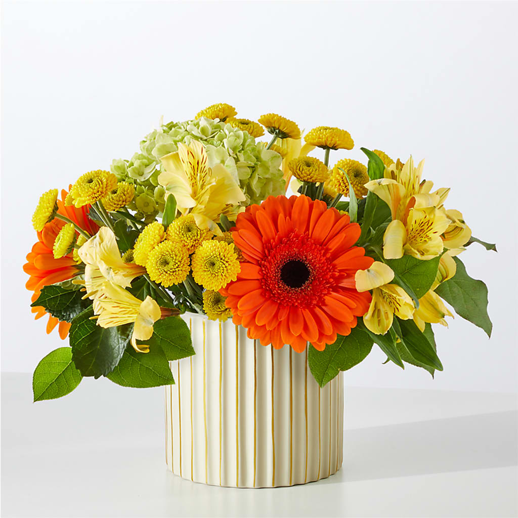 Autumn Sunshine Bouquet with Ivory Vase –  Corum Flower Shop, Manchester KY